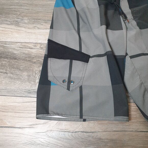 Hawk Men Plaid Swim Trunks Board Short Pocket Lace Up Closure Size 30 Beach Pool - Picture 3 of 5